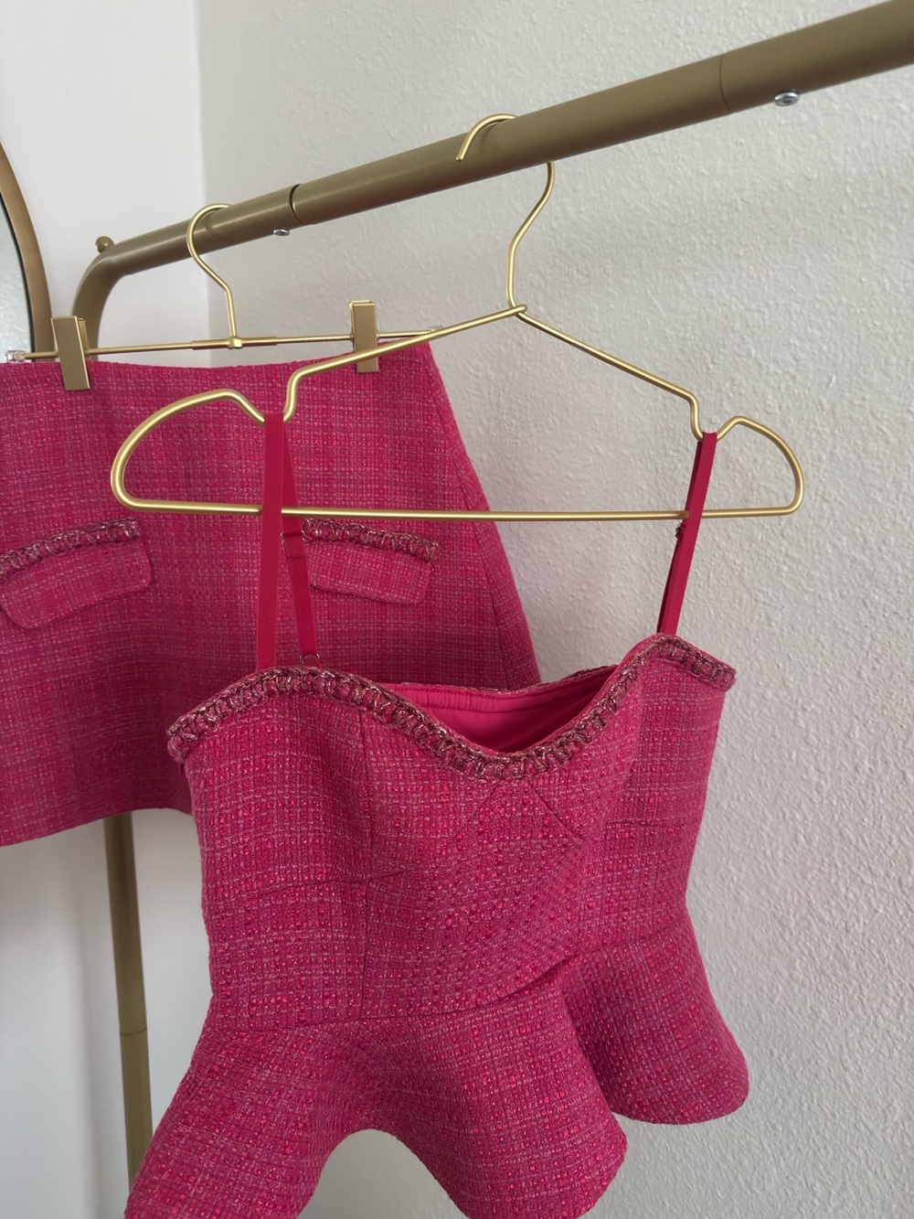 Pink Tweed Peplum Skirt and Bustier Set - Picture 5 of 7